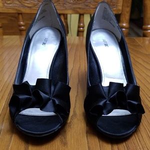 Apt. 9 Black Satin Peep Toe Pumps